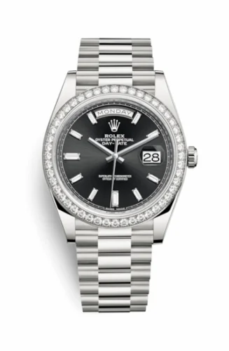 Rolex Day-Date 40 White Gold - Diamond / Black - Baguette 228349RBR-0003 (m228349rbr-0003)